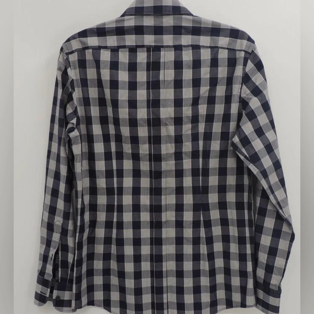 🛑 1 hour sale. Dolce & Gabbana, size 15.5, Men's Navy & White Plaid, gold label - Picture 3 of 10